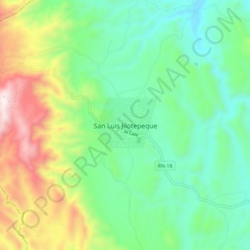 Mapa topográfico San Luis Jilotepeque, altitud, relieve