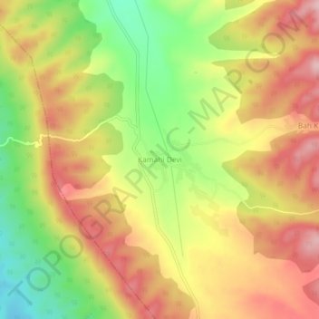 Mapa topográfico Kamahi Devi, altitud, relieve