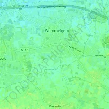 Mapa topográfico De Stommen, altitud, relieve