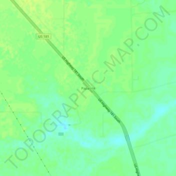 Mapa topográfico Papalote, altitud, relieve