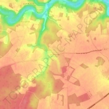 Mapa topográfico La Torchaise, altitud, relieve