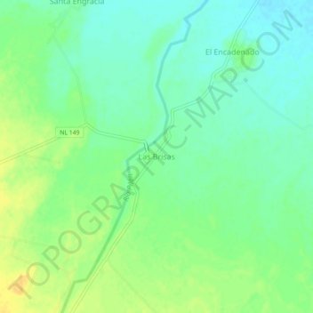 Mapa topográfico Las Brisas, altitud, relieve