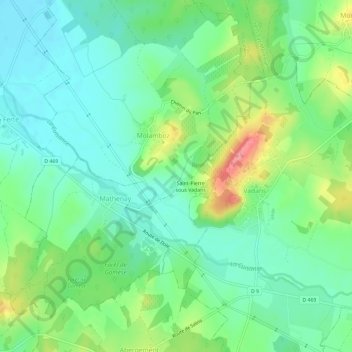 Mapa topográfico Le Petit Molamboz, altitud, relieve