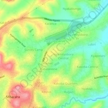 Mapa topográfico Upper, altitud, relieve
