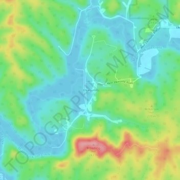 Mapa topográfico Elkinsville, altitud, relieve