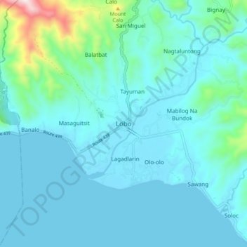 Mapa topográfico Lobo, altitud, relieve