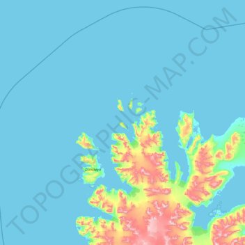 Mapa topográfico Fugløya, altitud, relieve