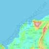 Mapa topográfico Atlántico, altitud, relieve