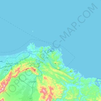 Mapa topográfico Muttrah, altitud, relieve