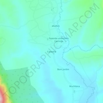 Mapa topográfico Canastra, altitud, relieve