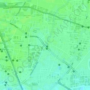 Mapa topográfico Hatkeshwar Circle, altitud, relieve