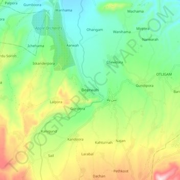 Mapa topográfico Beerwah, altitud, relieve