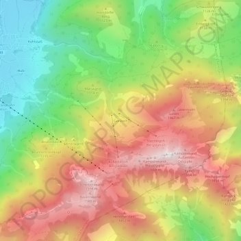 Mapa topográfico Goriloch, altitud, relieve
