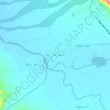 Mapa topográfico Bagong Sikat, altitud, relieve