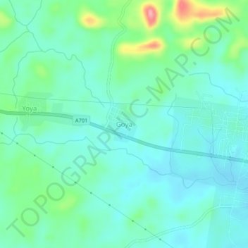 Mapa topográfico Goya, altitud, relieve