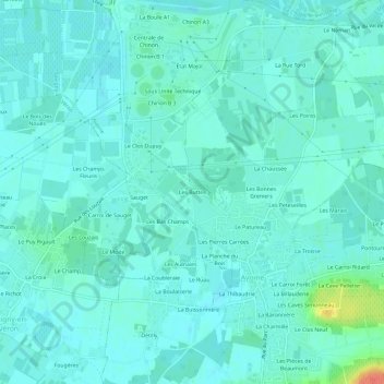 Mapa topográfico Les Buttes, altitud, relieve