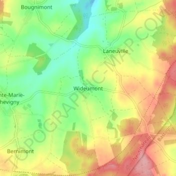 Mapa topográfico Wideumont, altitud, relieve