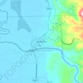 Mapa topográfico Santa Rita, altitud, relieve