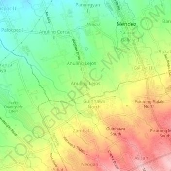 Mapa topográfico Anuling Lejos II, altitud, relieve