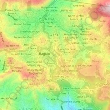 Mapa topográfico Harrison-Claudio-Carantes, altitud, relieve