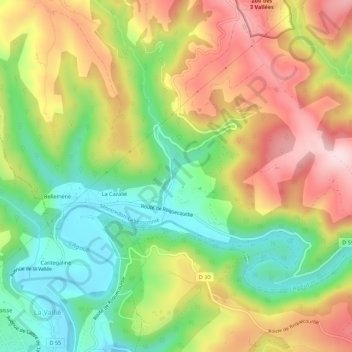 Mapa topográfico Monsarrat, altitud, relieve
