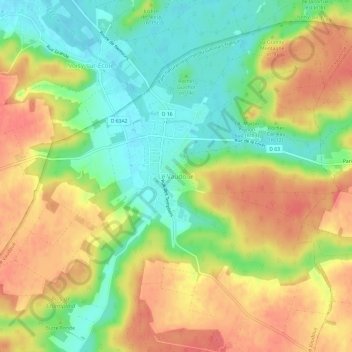 Mapa topográfico Le Vaudoué, altitud, relieve