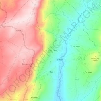 Mapa topográfico Sobral Pichorro, altitud, relieve