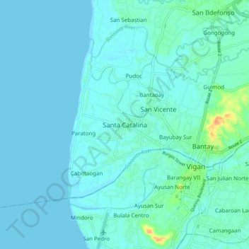 Mapa topográfico Santa Catalina, altitud, relieve