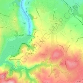 Mapa topográfico Échanson, altitud, relieve
