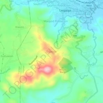 Mapa topográfico Estanza, altitud, relieve