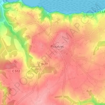 Mapa topográfico Keravel, altitud, relieve