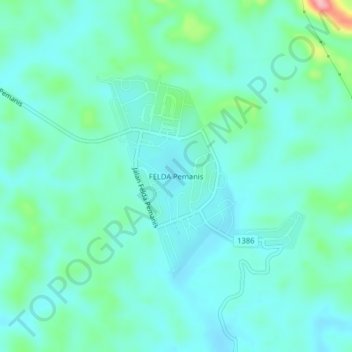 Mapa topográfico FELDA Pemanis, altitud, relieve