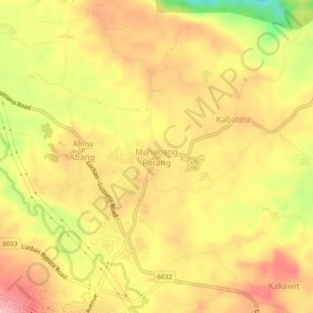 Mapa topográfico Mahabang Parang, altitud, relieve