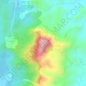 Mapa topográfico Bukit Besar, altitud, relieve