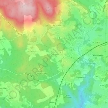 Mapa topográfico Le Petit Muret, altitud, relieve