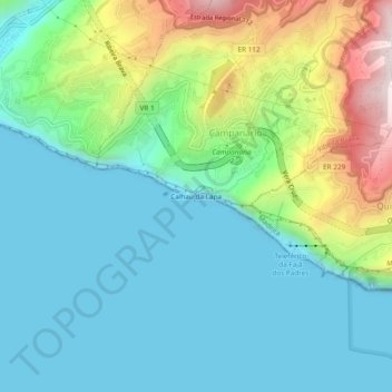 Mapa topográfico Calhau da Lapa, altitud, relieve