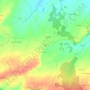 Mapa topográfico Hallé, altitud, relieve