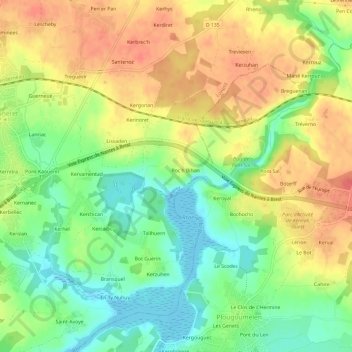 Mapa topográfico Le Teno, altitud, relieve