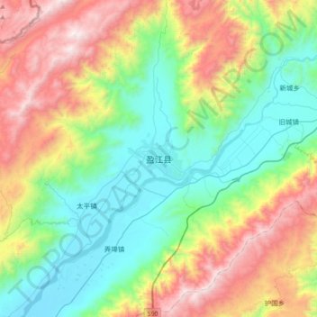 Mapa topográfico 盈江县, altitud, relieve