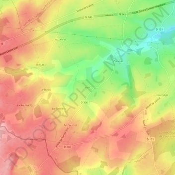 Mapa topográfico Aire, altitud, relieve
