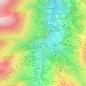 Mapa topográfico La Borgé, altitud, relieve