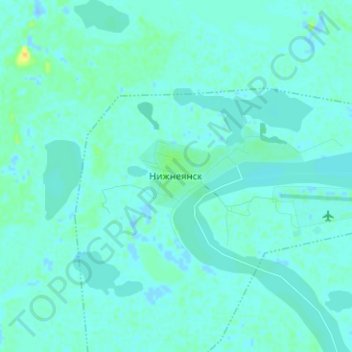 Mapa topográfico Нижнеянск, altitud, relieve