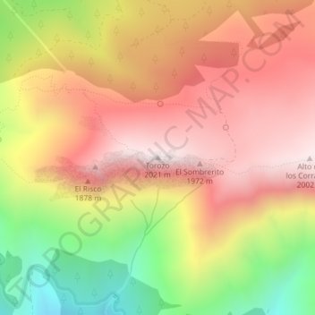 Mapa topográfico Torozo, altitud, relieve
