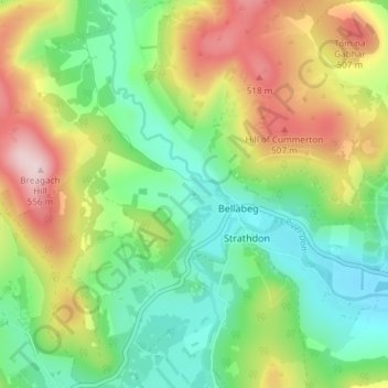 Mapa topográfico Lost, altitud, relieve