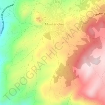 Mapa topográfico La Calderona, altitud, relieve