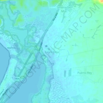 Mapa topográfico Tierra Baja, altitud, relieve