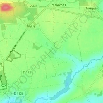 Mapa topográfico Ormeaux, altitud, relieve