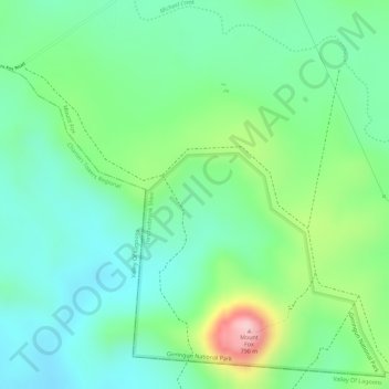 Mapa topográfico Mount Fox, altitud, relieve