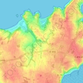 Mapa topográfico La Vallée, altitud, relieve