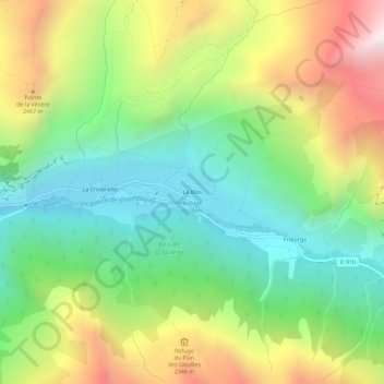Mapa topográfico Le Bois, altitud, relieve